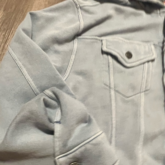 Free People Dreamers Hooded Jacket Blue oversized button closure Size M - Picture 5 of 9